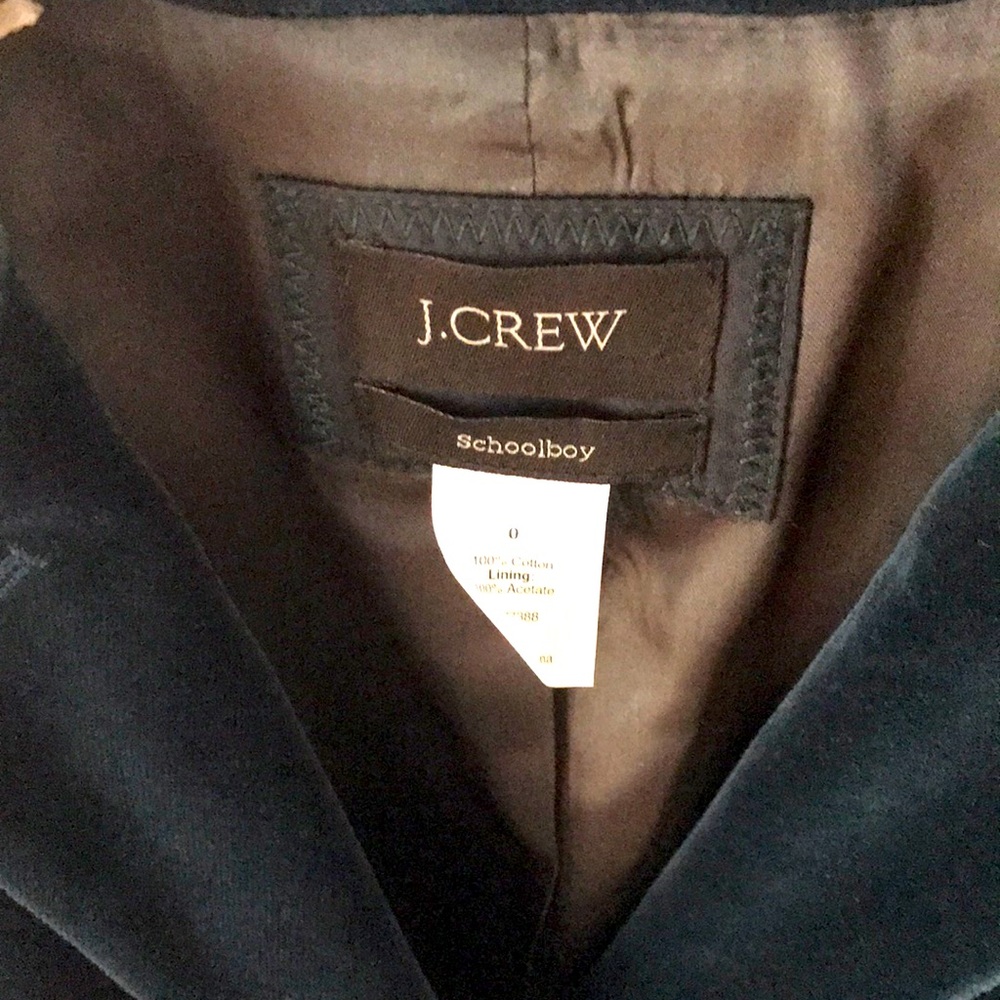 J. Crew velvet School Boy Blazer in Deep Teal